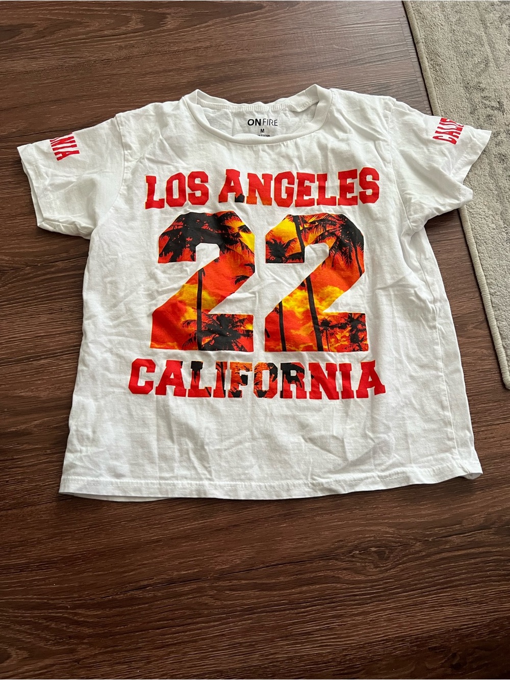 On Fire  White 'Los Angeles 22 California' Graphic T-Shirt